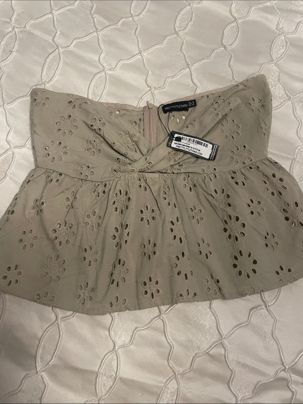 PrettyLittleThing Eyelet Peplum Top